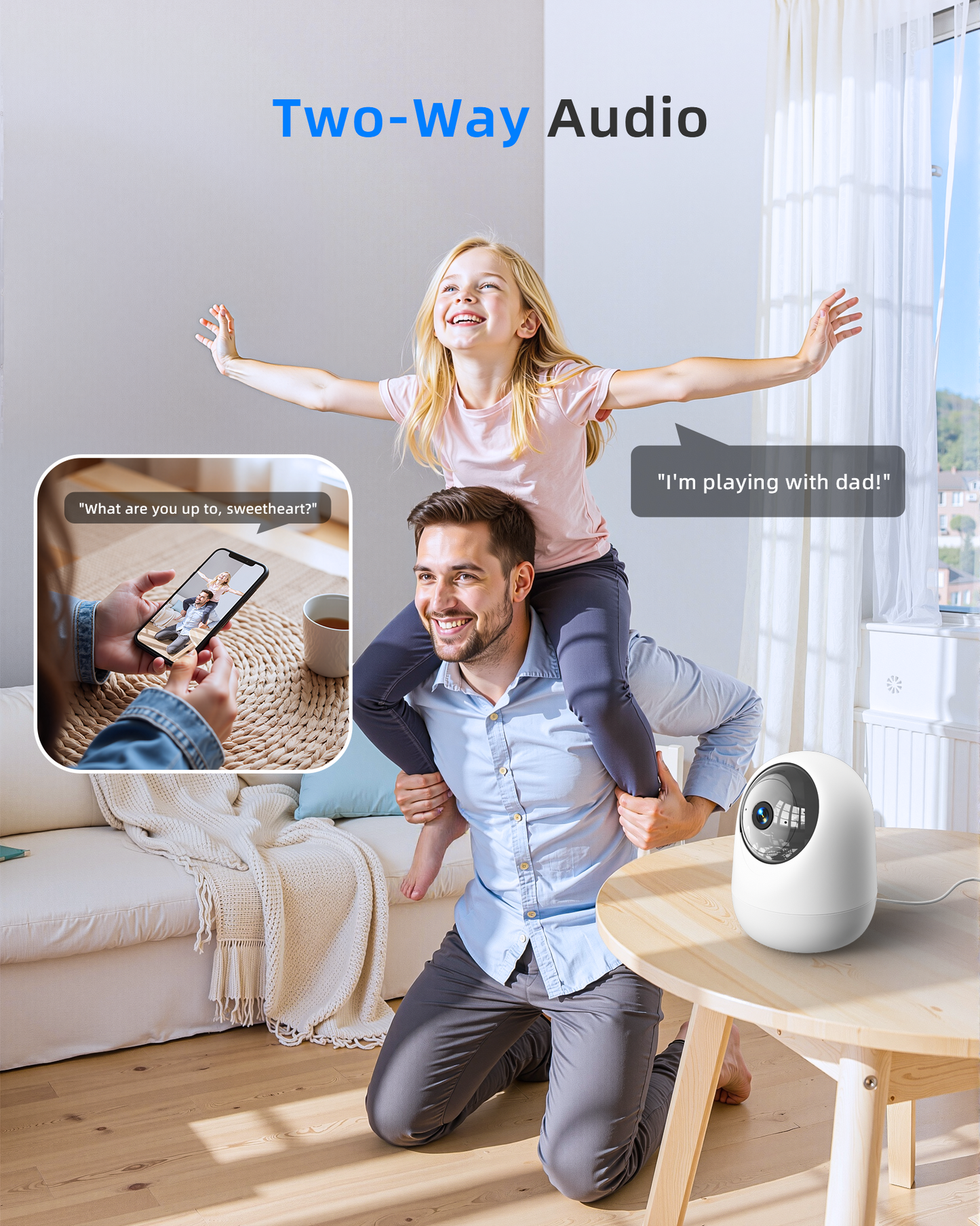 Andyssey Indoor Camera, 4MP 360° WiFi (5GHz) Security Cam with Motion Sensor, App Control & Speaker