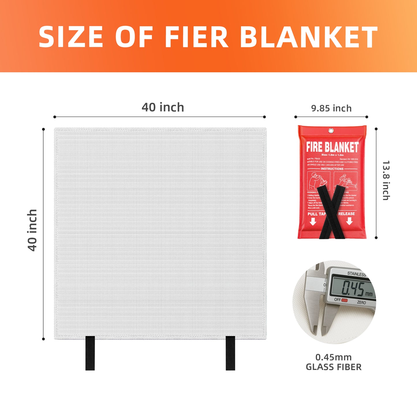 Andyssey Fire Blanket 4-Pack, 40"x40" Emergency Safety Blanket for Home, Kitchen, RV & Fireplace