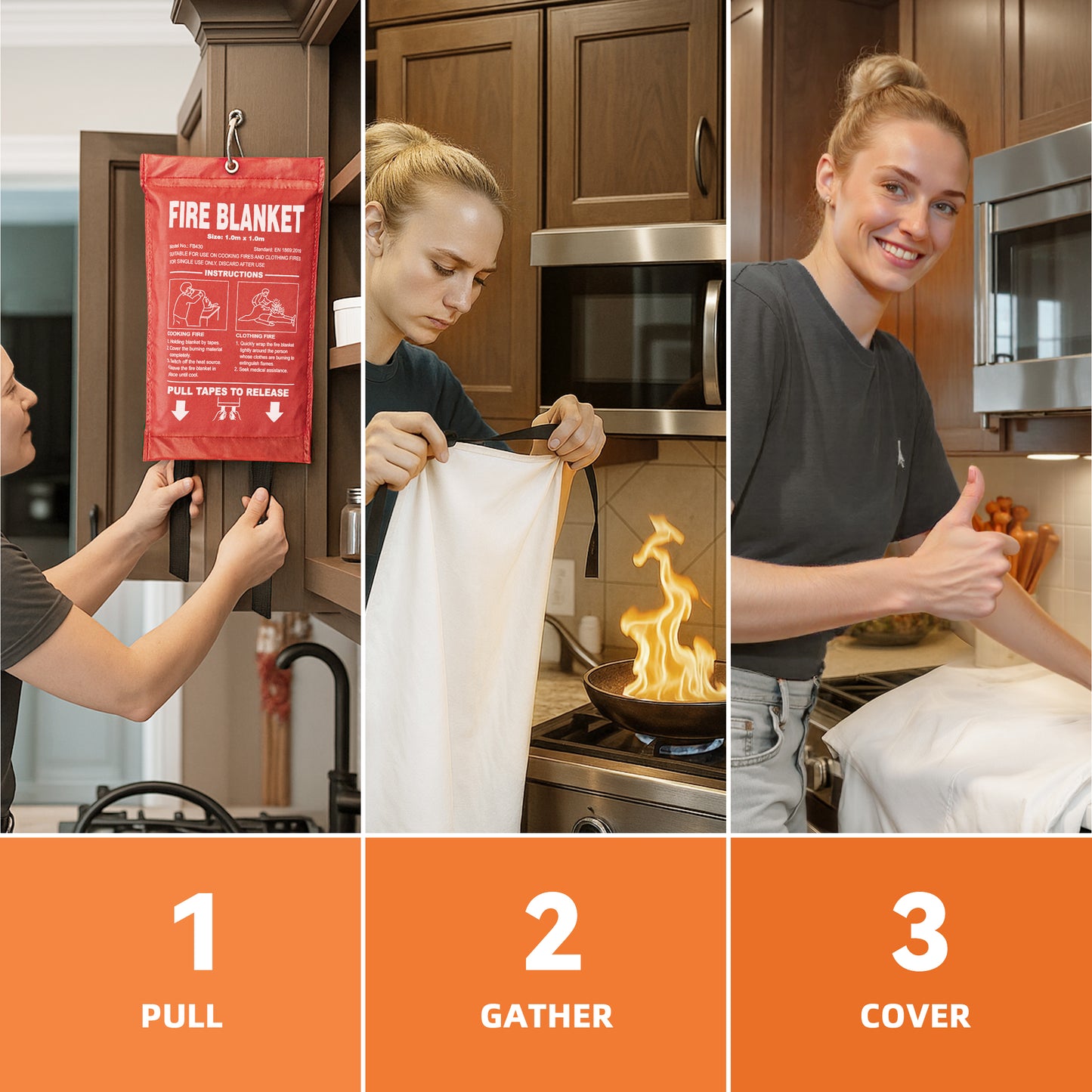 Andyssey Fire Blanket 4-Pack, 40"x40" Emergency Safety Blanket for Home, Kitchen, RV & Fireplace