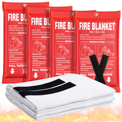Andyssey Fire Blanket 4-Pack, 40"x40" Emergency Safety Blanket for Home, Kitchen, RV & Fireplace