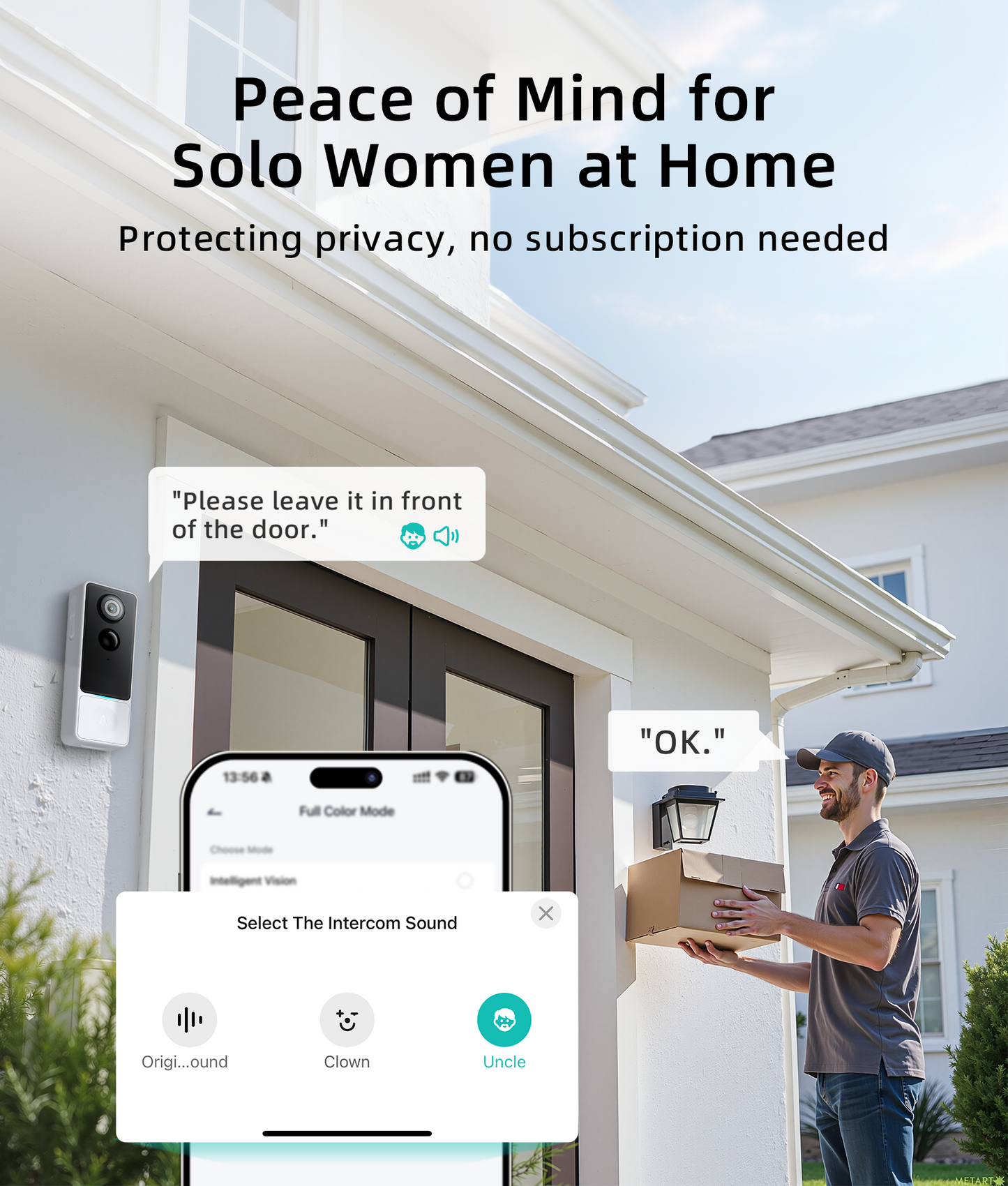 Andyssey Doorbell Camera Wireless with Built-in Voice Changer for Privacy& Anti-Theft Design